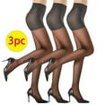 thumbnail image 1 of Cxenplz Women's 3 Pairs of Ultra Stretchable Sheer Tights Stockings with Run-Resist High Waist Tights Footed Support Control Top Pantyhose on Clearance, 1 of 5
