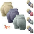 thumbnail image 1 of Abomasnow Women's 3 Piece Butt Lifting Shorts High Waist Tummy Control Seamless Ruched Booty Yoga Workout Shorts, 1 of 3