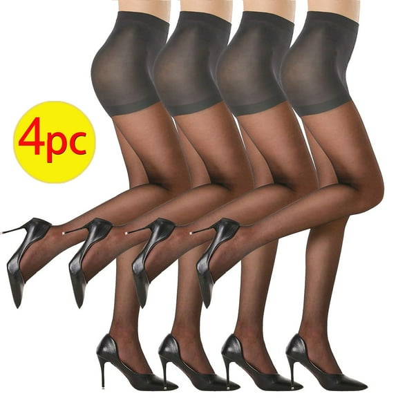 Abomasnow Women's 4 Pairs of Ultra Stretchable Sheer Tights Stockings with Run-Resist High Waist Tights Footed Support Control Top Pantyhose on Clearance