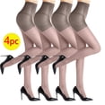 thumbnail image 1 of Cxenplz Women's 4 Pairs of Ultra Stretchable Sheer Tights Stockings with Run-Resist High Waist Tights Footed Support Control Top Pantyhose on Clearance, 1 of 3