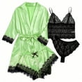 thumbnail image 1 of Abomasnow Women's 4pcs Sleepwear Satin Floral Lace Trim Cami Pajama Set with Robe S-XL, 1 of 2