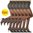 thumbnail image 1 of Cxenplz Women's 6 Pairs of Ultra Stretchable Sheer Tights Stockings with Run-Resist High Waist Tights Footed Support Control Top Pantyhose on Clearance, 1 of 5