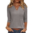 thumbnail image 1 of Abomasnow Women's Athletic Shirts 3/4 Length Sleeve V-Neck Tops Dressy Work Office Casual Workout Yoga Shirts, 1 of 8