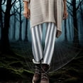 thumbnail image 1 of Abomasnow Women's Black White Striped Legging Pants Ankle Length Stretchy Tights High Waist Elastic Leggings Pant, 1 of 9