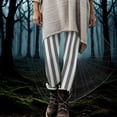 thumbnail image 1 of Abomasnow Women's Black White Striped Legging Pants Ankle Length Stretchy Tights High Waist Elastic Leggings Pant, 1 of 9