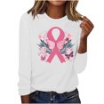 thumbnail image 1 of Cxenplz Women's Breast Cancer Awareness T-Shirts Cute Pink Ribbon Graphic Print Tees Tops Fall Casual Long Sleeve Crew Neck Dressy Shirts, 1 of 4