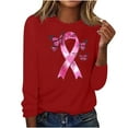 thumbnail image 1 of Cxenplz Women's Breast Cancer Awareness T-Shirts Cute Pink Ribbon Graphic Print Tees Tops Fall Casual Long Sleeve Crew Neck Dressy Shirts, 1 of 4
