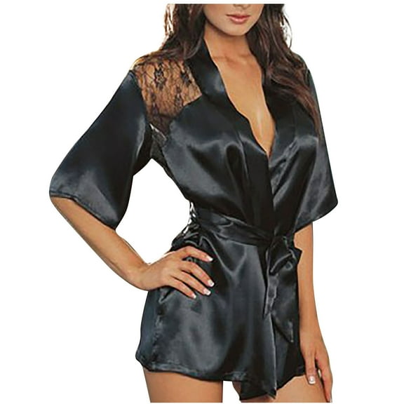 Abomasnow Women's Bride Bridesmaids Silky Robe Satin Kimono Robes for Women Lingerie S-XL