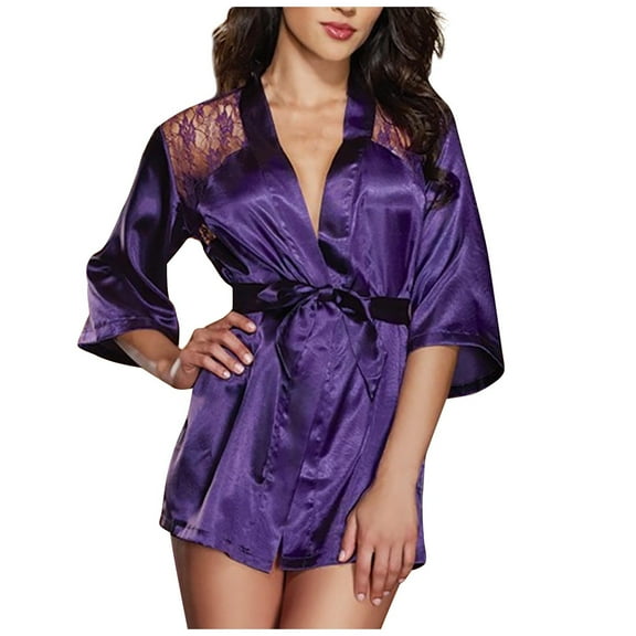 Abomasnow Women's Bride Bridesmaids Silky Robe Satin Kimono Robes for Women Lingerie S-XL