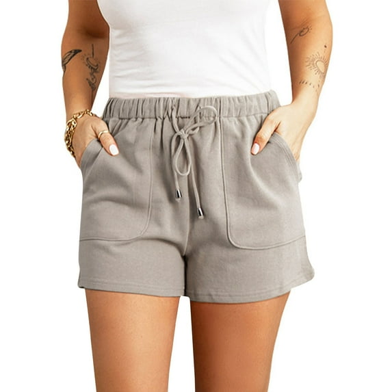 Abomasnow Women's Casual Cotton Shorts Casual Summer Quick Dry Lightweight Comfy Elastic Waist Shorts Pull On Dressy Short with Pockets on Clearance