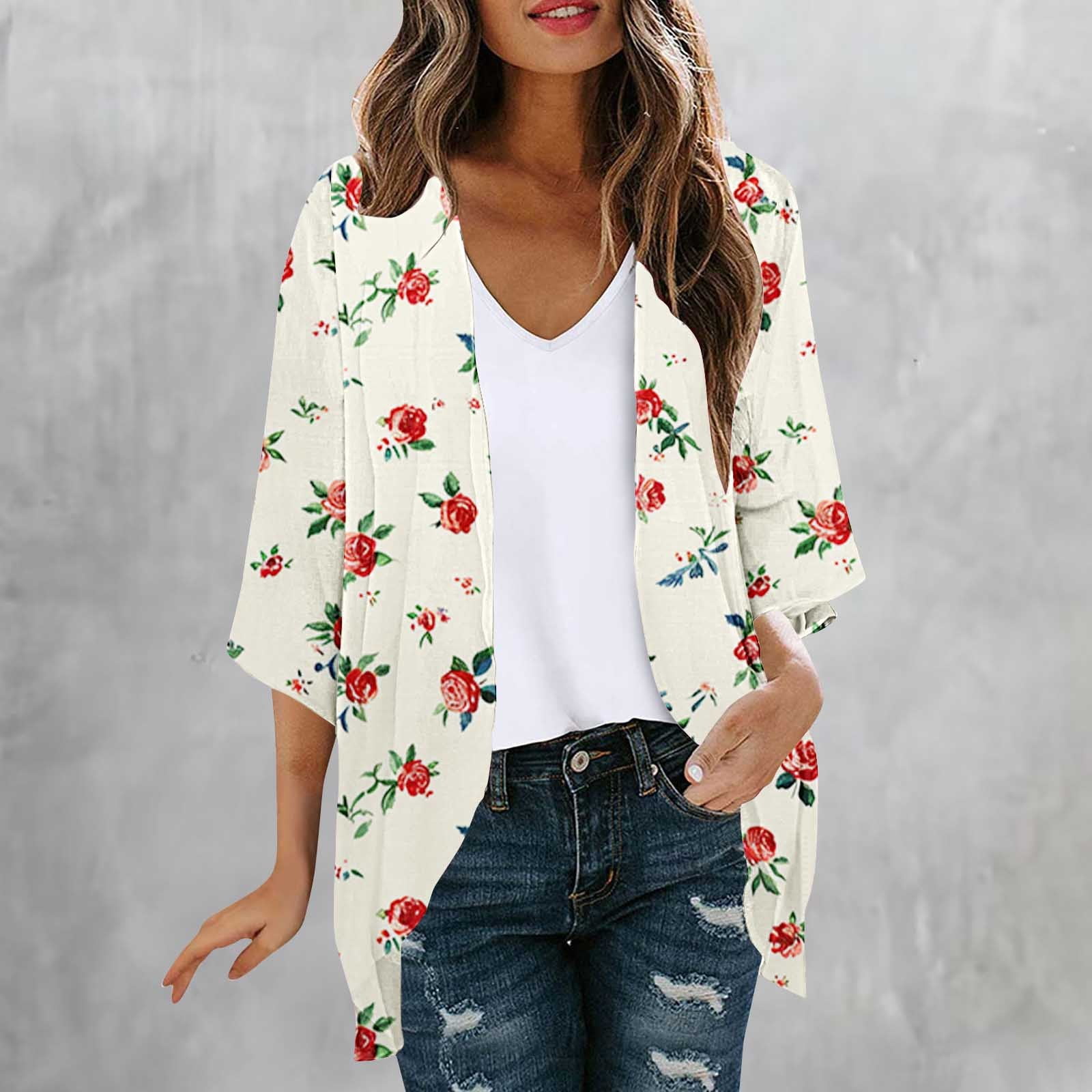Saxrel Cardigans For Women Uk Chiffon Summer Kimono Short Sleeve