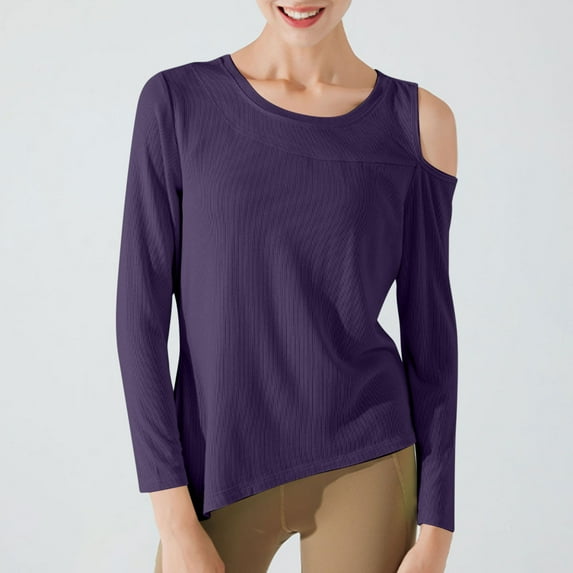 Abomasnow Women’s Cold Shoulder Workout Yoga Tops Lightweight Loose Athletic Shirts Casual Long Sleeve Going Out T-Shirt