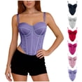 thumbnail image 1 of Abomasnow Women's Corset Tops Mesh Bustier Going Out Party Spaghetti Strap Y2K Vintage Tank Tops, 1 of 8