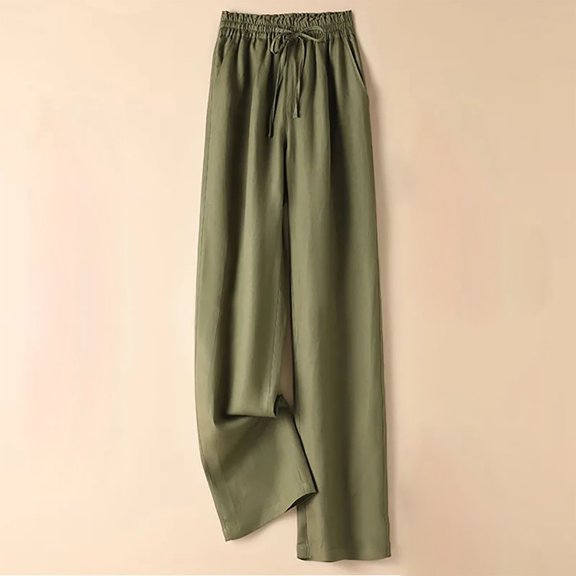 Abomasnow Women's Cotton Linen Pants Casual Straight Wide Leg Palazzo Pants Lightweight High Waist Loose Fit Pants Trousers with Pockets