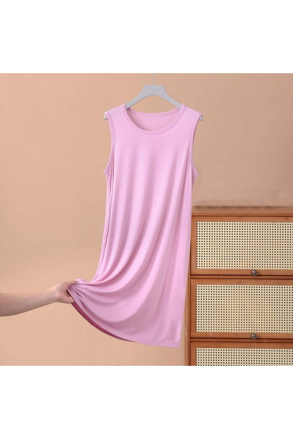 Women's Cotton Tank Nightgown Sleeveless Sleepwear Chemise Soft Full Slip Nightdress XL-XXXXXL