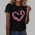 thumbnail image 1 of Abomasnow Women's Crew Neck Breast Cancer Awareness T-Shirt Casual Heart Pink Ribbon Graphic Short Sleeve Shirt Breast Cancer Fighter Pullover Tops, 1 of 4
