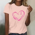 thumbnail image 1 of Abomasnow Women's Crew Neck Breast Cancer Awareness T-Shirt Casual Heart Pink Ribbon Graphic Short Sleeve Shirt Breast Cancer Fighter Pullover Tops, 1 of 4