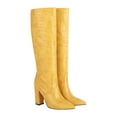 thumbnail image 1 of Abomasnow Women's Crocodile Embossed PU Knee High Boots with Pointed Toe and Block Heel for Dressy Occasions, 1 of 7
