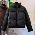 thumbnail image 1 of Abomasnow Women's Cropped Puffer Jacket Lightweight Zip Up Short Quilted Down Jackets Winter Long Sleeve Stand Collar Warm Outerwear, 1 of 6