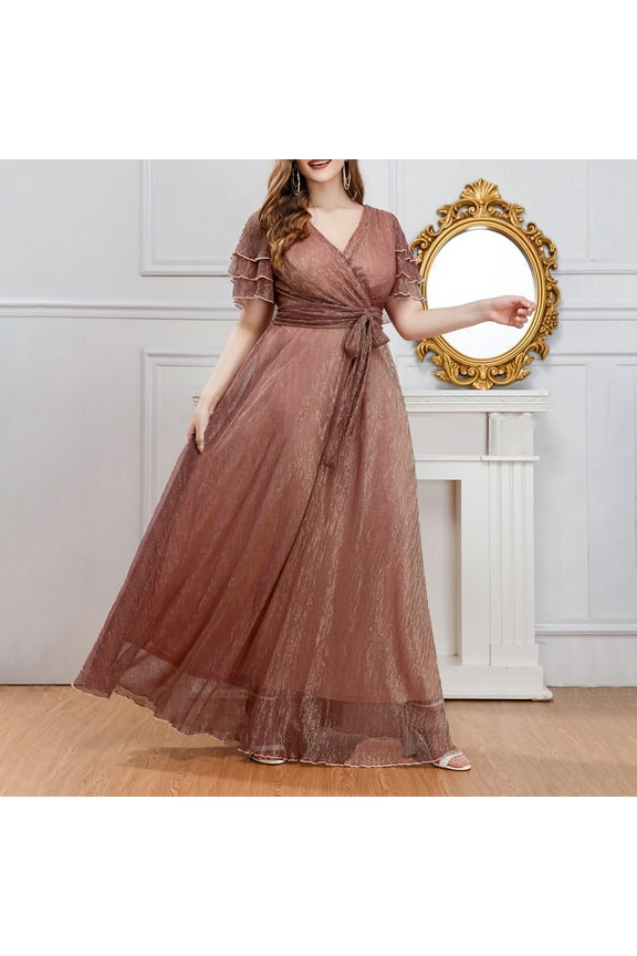 Women's Elegant Lace Dresses Plus Size Formal Dresses Cocktail Wedding Guest Prom Long Dress Bridesmaid Dress