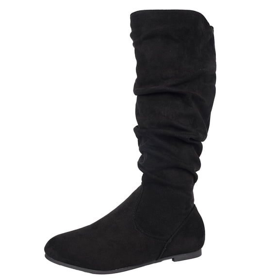 Abomasnow Women's Fashion Casual Winter Solid Color Cool Style Versatile Flat Mid-Calf Boots