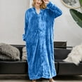 thumbnail image 1 of Abomasnow Women's Fleece Robe Plush Long Full Zipped Up Front Bathrobe Winter Long Sleeve Warm Soft Lounge Housecoat with Pockets on Clearance, 1 of 9