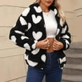 thumbnail image 1 of Abomasnow Women's Fleece Sherpa Jackets Lightweight Heart Print Fuzzy Zip Up Coats Fall Winter Y2k Oversized Outwear, 1 of 5