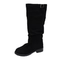 thumbnail image 1 of Abomasnow Women's Flock Knee High Boots Adjustable Buckle Strap Round Toe Low Block Heel Pull On Tall Boots for Street Casual Fall Winter Daily Outdoor Wear, 1 of 9