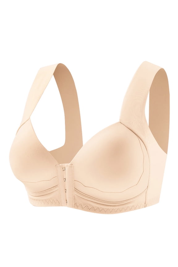 Women's Front Closure Posture Bra Full Coverage Back Support Everyday Wireless Comfy Unpadded Cup S-2XL