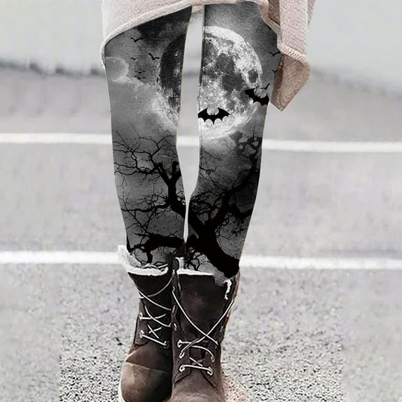 Abomasnow Women's Halloween Leggings Plus Size Horror Print Costumes Peached Legging High Waist Tight Pants Slim Fit Halloween Costumes Fall Daily Clothes