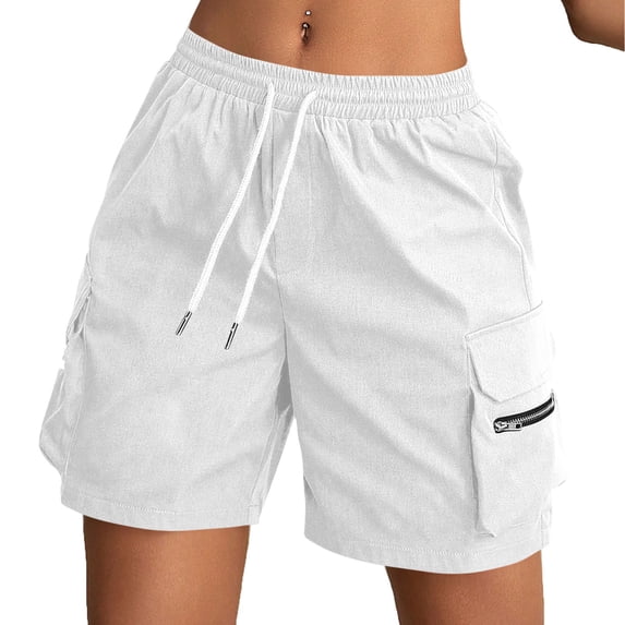 Abomasnow Women's Hiking Cargo Shorts Elastic High Waisted Drawstring Shorts Casual Lightweight Quick Dry Athletic Workout Travel Shorts