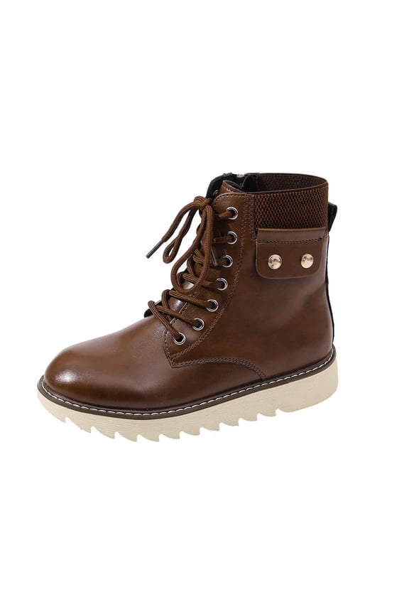 Women's Lace Up Ankle Boots Cotton Fabric Collar Metal Snap Button Decor Side Zipper Sole Short Boots for Fall Winter Daily Casual Outdoor Wear