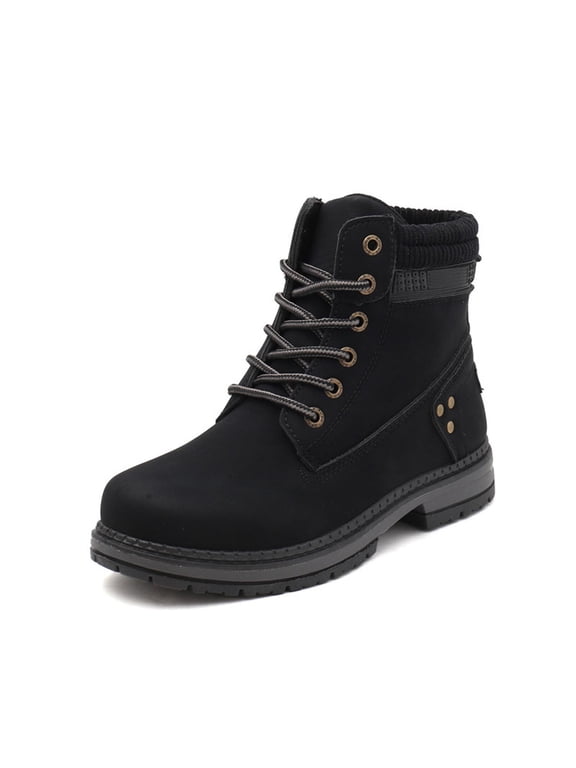 Women's Lace Up Ankle Boots with Knit Cuff for Outdoor Work and Daily Casual Wear