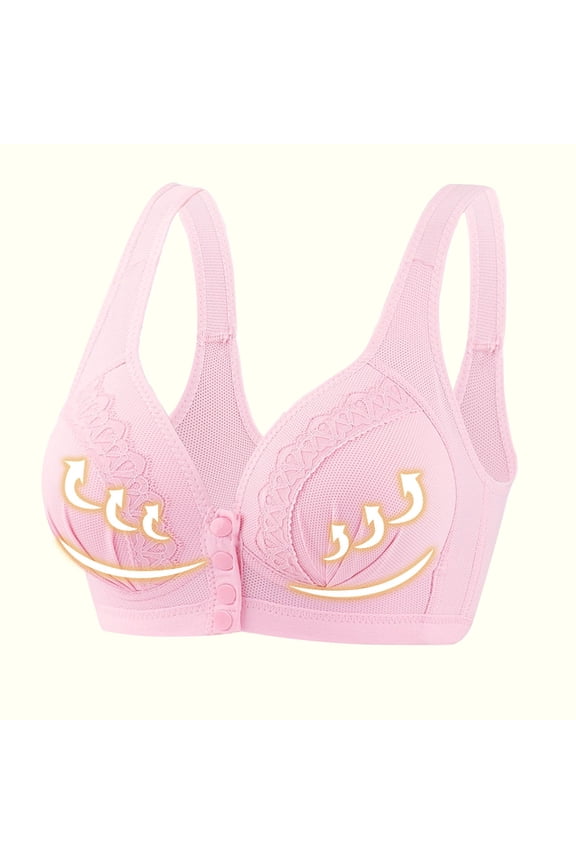 Women's Lace Wireless Front Closure Sports Bras Comfort Full Coverage Push Up Bralettes Breathable Lightly Lined Everyday Bras