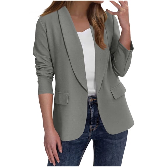 Abomasnow Women's Long Sleeve Blazer Lightweight Open Front Business Cardigan Jacket Work Office Blazer S-XXL