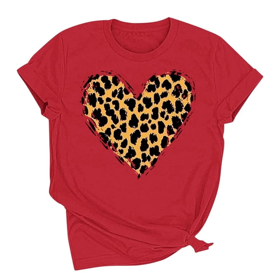 Abomasnow Women's Love Heart Shirts Short Sleeve Crewneck Valentines Graphic T-Shirt Valentines Gift Tee Tops S-2XL