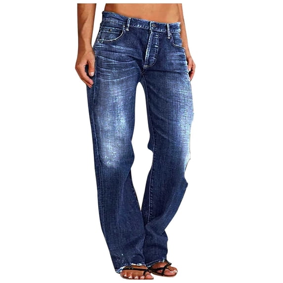 Abomasnow Women's Low Rise Straight Leg Jeans Stretchy Frayed Hem — free download