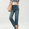 thumbnail image 1 of Abomasnow Women's Maternity Jeans Mid-Rise Straight Leg Stretchy Denim Pregnancy Pants, M-XXL, 1 of 4
