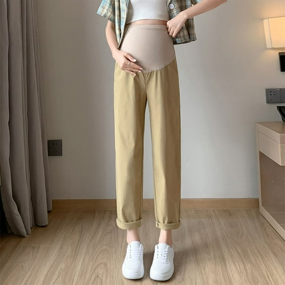 Abomasnow Women's Maternity Pants Over Belly Pregnancy Pants Stretchy Wide Leg Lounge Maternity Trousers for Yoga Work