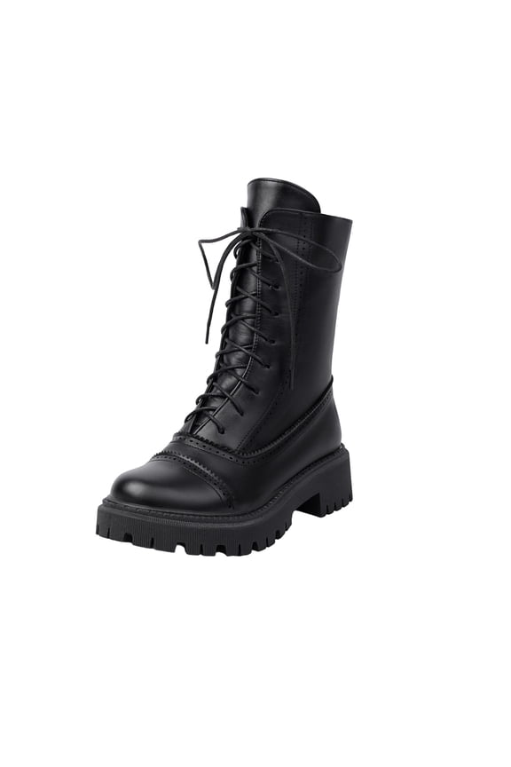 Women's Mid Calf Lace-up Boots for Street Casual Outfits