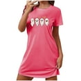 thumbnail image 1 of Cxenplz Women's Nightgown Sleepwear Soft Casual Sleepshirt Short Sleeve Halloween Printed Nightshirt Cute Lounge Pajama T Shirt Dress on Clearance, 1 of 4