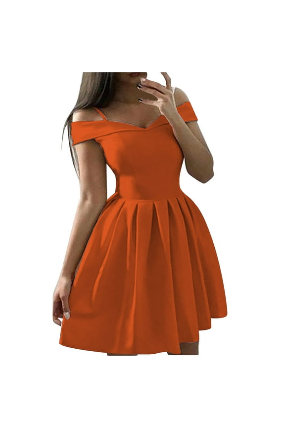 Women's Off The Shoulder Satin Homecoming Short Dresses A Line Cocktail Prom Party Gowns Dress
