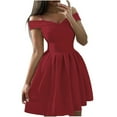 thumbnail image 1 of Abomasnow Women's Off The Shoulder Satin Homecoming Short Dresses A Line Cocktail Prom Party Gowns Dress, 1 of 6