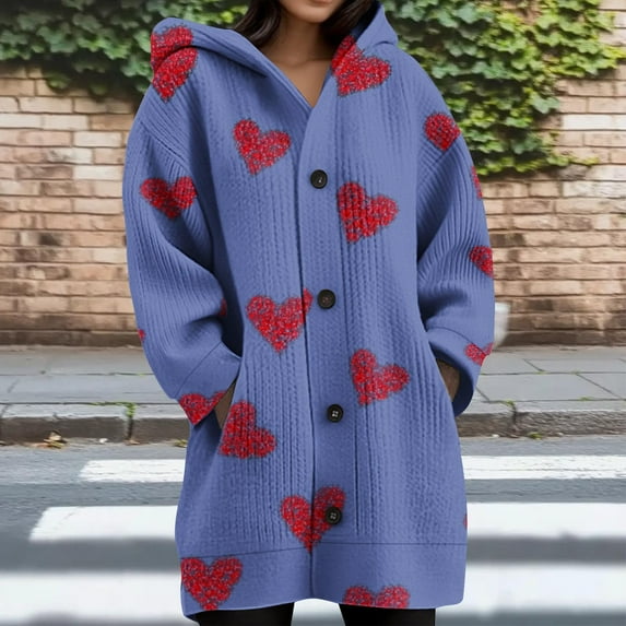 Abomasnow Women's Oversized Cardigan Sweaters Long Sleeve Cable Knit Hooded Cardigan Fall Button Down Open Front Outerwear Coat