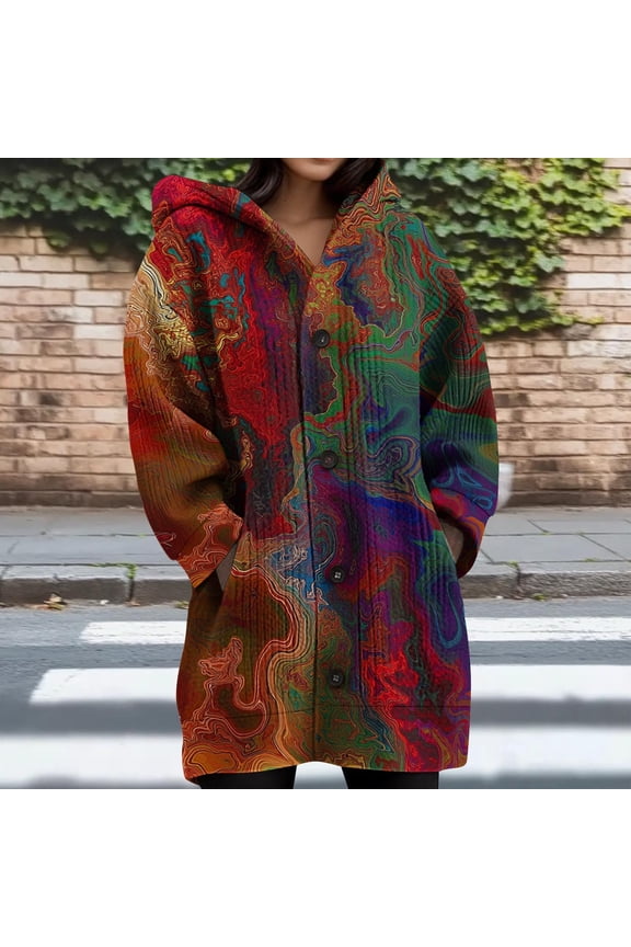 Women's Oversized Cardigan Sweaters Long Sleeve Cable Knit Hooded Cardigan Fall Button Down Open Front Outerwear Coat