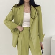 Abomasnow Women's Oversized Double-Breasted Suit Blazer Jacket Long Sleeve Casual Boyfriend Style Work Office Blazer with Pockets