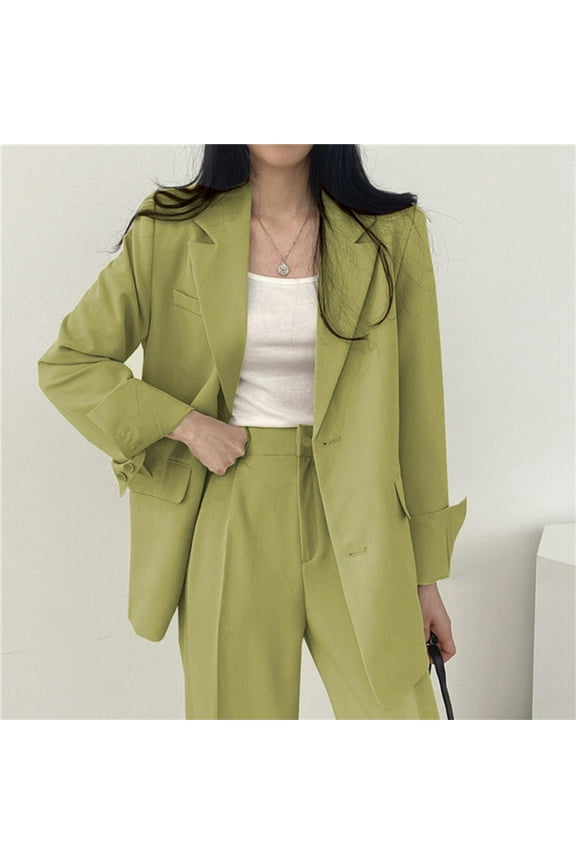 Women's Oversized Double-Breasted Suit Blazer Jacket Long Sleeve Casual Boyfriend Style Work Office Blazer with Pockets