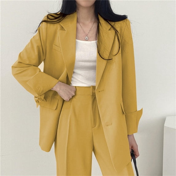 Abomasnow Women's Oversized Double-Breasted Suit Blazer Jacket Long Sleeve Casual Boyfriend Style Work Office Blazer with Pockets