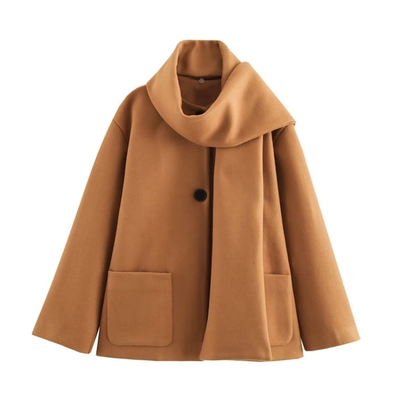 Abomasnow Women's Oversized Scarf Jacket Shawl Wraps Knit Long Sleeve Button Down Wool Jacket Winter Peacoat with Scarf 2025