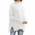 thumbnail image 1 of Abomasnow Women's Oversized Turtleneck Sweaters Fall Winter Batwing Sleeve Side Slit Ribbed Tunic Sweater S-XL, 1 of 5